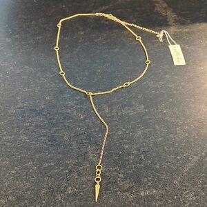 Ettika Gold Plated Lariat Y Horn Charm Necklace NWT